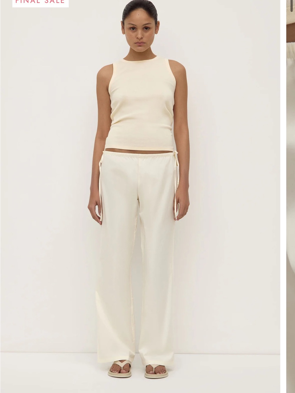 Assembly Label Ivory Wide-Leg Drawstring Pants